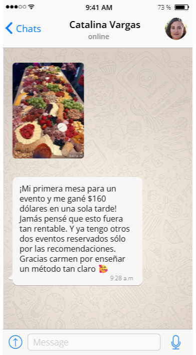 Depoimento de aluna com resultados de tábuas de queijos (Imagem 1).